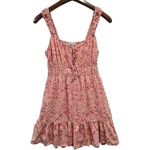 American Eagle Womens Mini Babydoll Dress SZ M Soft Girl Coquette Floral Pockets